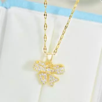 Ожерелье-бабочка из титановой стали с полными бриллиантами, женское, легкая роскошь, высокое чувство, универсальное, темпераментное, с цирконовой подвеской