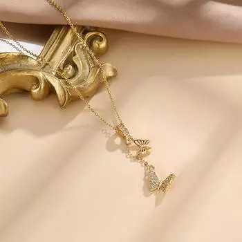 Ожерелье-бабочка с кисточками из бриллиантов, женская легкая роскошь, универсальная цепочка на ключицу