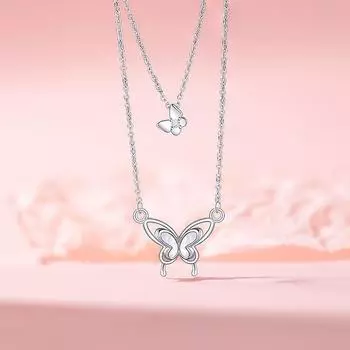 Ожерелье-бабочка Temperament Женское белое рябчиковое из нержавеющей стали Цепочка на ключицу Niche