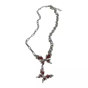Ожерелье-бабочка в стиле панк, изящная цепочка на ключицы, ювелирные изделия, подарки, гипоаллергенное универсальное ожерелье для свиданий красный