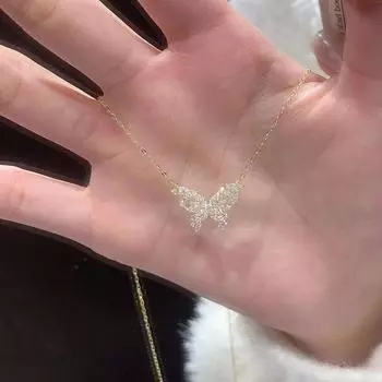 Ожерелье-бабочка женское легкое роскошное нишевое дизайнерское Sense циркон ключичная цепочка из нержавеющей стали пружина