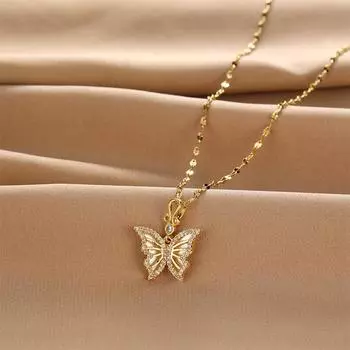 Ожерелье-бабочка Женское Высокая ценность Легкая роскошь Тренд Темперамент То же самое ожерелье