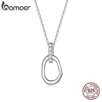Ожерелье BAMOER из стерлингового серебра 925 пробы с геометрическим узором для женщин, ювелирные украшения 925 silver