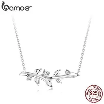Ожерелье BAMOER из стерлингового серебра 925 пробы с фианитом для женщин, ювелирные изделия, подарки BSN391