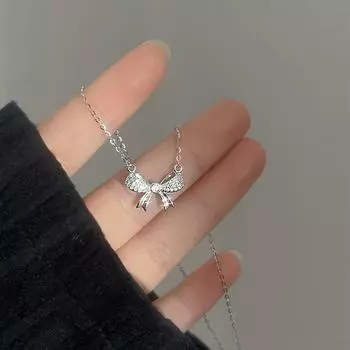 Ожерелье-бант для женщин, легкая роскошная цепочка на ключицу из циркония, цепочка из нержавеющей стали