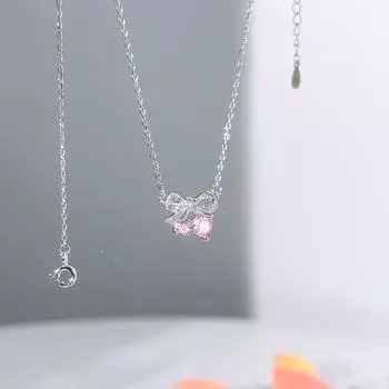 Ожерелье-бант для женщин, легкое, роскошное, нишевый дизайн, розовая цепочка на ключицу с любовью из нержавеющей стали