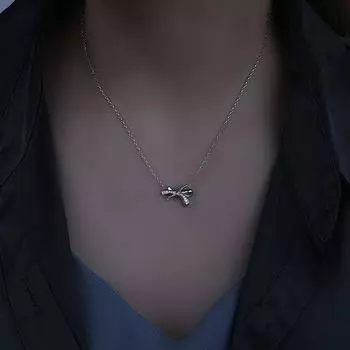 Ожерелье-бант Французский ретро темперамент Новый стиль Студенческая ключичная цепочка для женщин