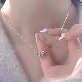 Ожерелье-бант, легкая роскошная нишевая дизайнерская цепочка на ключицу, новогодняя, женская, высокого класса