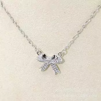 Ожерелье-бант Женский дизайн в стиле легкой роскоши Простое микро-инкрустированное ожерелье-подвеска Цепочка для ключицы