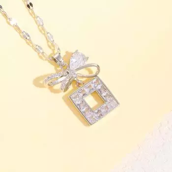 Ожерелье-бант Женское легкое роскошное простое украшение из циркония Серьги-подвески Аксессуары