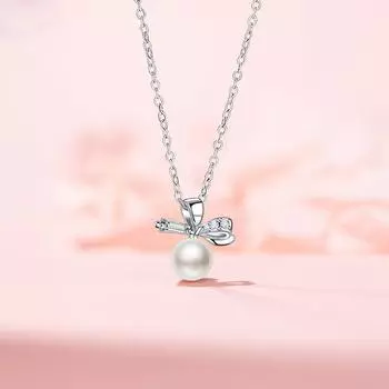 Ожерелье-бантик из искусственного жемчуга, женская легкая роскошная французская цепочка из нержавеющей стали для ключицы