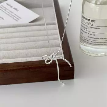 Ожерелье-бантик из стерлингового серебра 925 пробы, женское, сладкая, нишевая, высококачественная, подвеска в виде веревки, цепочка на ключицу, зимние новые ювелирные изделия 925 silver