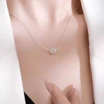 Ожерелье Banyan Tree из серебра 925 пробы с корейским цветком и тычинками — простая цепочка на ключицу в стиле Ins для женщин. NS3037; 925 Silver серебряный