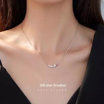 Ожерелье Banyan Tree из серебра 925 пробы с японской звездой и луной, цирконами для женщин — нишевый дизайн, легкая роскошная мода, цепочка в форме полумесяца на ключицу. NS1033 серебряный