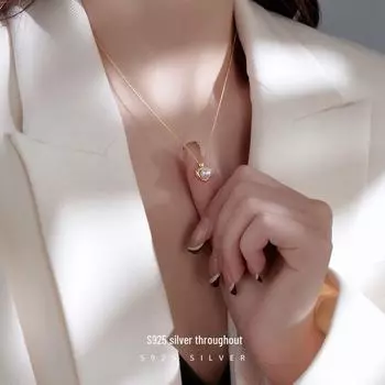 Ожерелье Banyan Tree из серебра 925 пробы с сердечком и жемчугом — простая девичья цепочка на ключицу, идеальный подарок для нее. NS1099 золотой