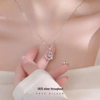 Ожерелье Banyan Tree из серебра 925 пробы с эвкалиптом и лунным камнем-птицей - легкие роскошные женские украшения на ключицу ко Дню святого Валентина 925 Silver белого золота