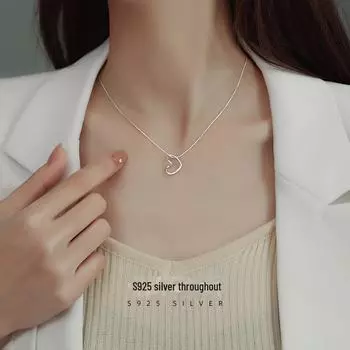 Ожерелье Banyan Tree из серебра 925 пробы с полостью в форме сердца — элегантная минималистская подвеска для женщин, универсальная цепочка для ключицы. NS866, 925 Silver платиновый