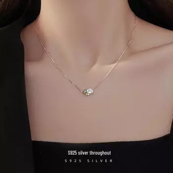 Ожерелье Banyan Tree S925 из стерлингового серебра с геометрическим узором и цирконием Love для женщин NS1046 серебряный