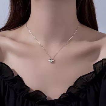 Ожерелье Banyan Tree S925 Silver Angel с короной из циркона NS957 серебряный