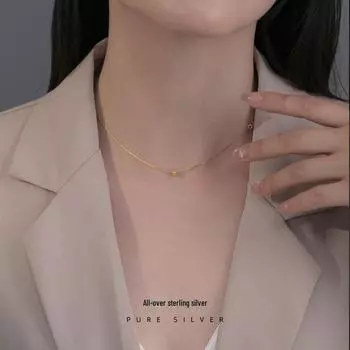 Ожерелье Banyan Tree S925 Silver Gold Bean Clavicle - простой, универсальный дизайн для женщин NS646 платиновый