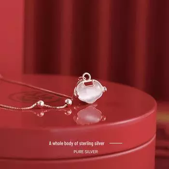 Ожерелье Banyan Tree S925 Silver с замком удачи в виде китайского облака — ретро-дизайн для долголетия на осень/зиму NS612 золотой