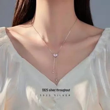 Ожерелье Banyan Tree S925 Silver Simple Heart Tassel - женская роскошная цепочка на ключицу NS1019 золотой