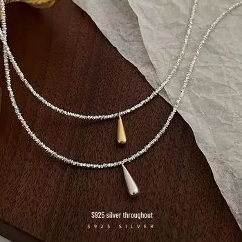 Ожерелье Banyan Tree S925 Silver Water Drop - корейская легкая роскошная цепочка на ключицу для женщин NS2999 серебряный
