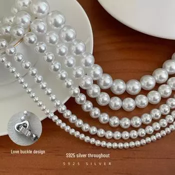 Ожерелье Banyan Tree S925 Silver White Pearl Love для женщин – высококачественная круглая цепочка с бусинами для ключей в подарок 4mm белый