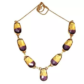 Ожерелье Био-турмалиновый кварц 14 карат позолоченное ювелирное изделие 18-20