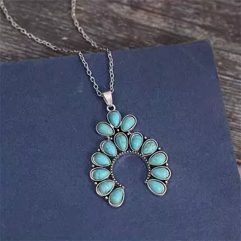 Ожерелье бирюзового цвета в богемном стиле, модная цепочка с подвеской в виде лепестков, идеальный ювелирный аксессуар для женщин, украшение на каждый день и вечеринку