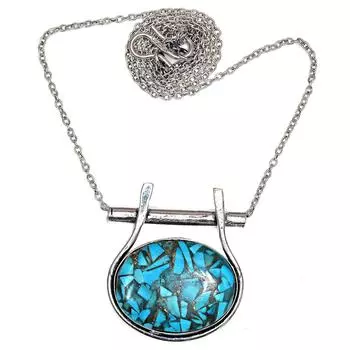 Ожерелье Бирюзовый Медный Кулон Синие Серебряные Украшения Украшения из Кристаллов