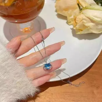 Ожерелье Blue Love, женское, легкое, роскошное, нишевое, дизайн, цепочка на ключицу Sense Sea Blue Heart