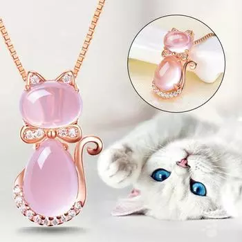 Ожерелье BLUELANS, чудесный кулон в виде кота, длинная цепочка со стразами, вечерние элегантное ожерелье с опалом, ювелирные изделия, женский подарок