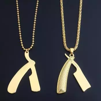 Ожерелье BLUELANS, замечательный кулон, парикмахерская цепочка, ожерелье, ювелирные изделия в стиле панк, мужское лезвие, парикмахерский женский подарок