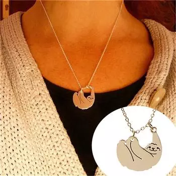 Ожерелье BLULANS, чудесное ожерелье, свитер унисекс, длинная цепочка с мультяшным ленивцем, прекрасный кулон, ювелирные изделия, женский подарок золотистый