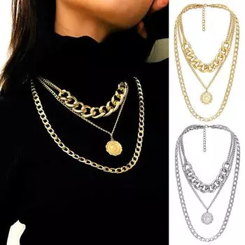 Ожерелье BLULANS, замечательный кулон, кубинское ожерелье, ювелирные изделия, многослойная тисненная цепочка в стиле хип-хоп, женский подарок золотистый