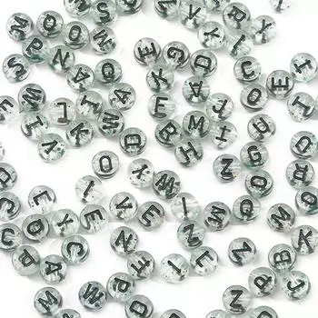 Ожерелье Браслет 100 шт 4x7 мм DIY Ювелирные аксессуары Акриловый зеленый лук порошок ручной работы Подвески Плоские бусины с буквами бусины
