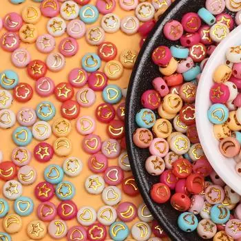 Ожерелье Браслет 6.5 мм 50 шт. Бусины Звезда Луна Мода Для DIY Изготовление Ювелирных Изделий Акриловый Кулон