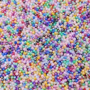 Ожерелье Браслет DIY Crafts прозрачные свободные бусины 40-200 шт. Круглые акриловые 4 6 8 мм AB цвет Изготовление ювелирных изделий 4mm 200Pcs серый