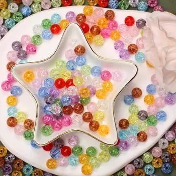 Ожерелье Браслет Ремесло Акриловые Трещины Круглые Бусины Ювелирные Изделия Аксессуары Ручной Работы Для DIY Оптовая Продажа Свободные Разделительные Бусины Модные Многоцветные Подвески