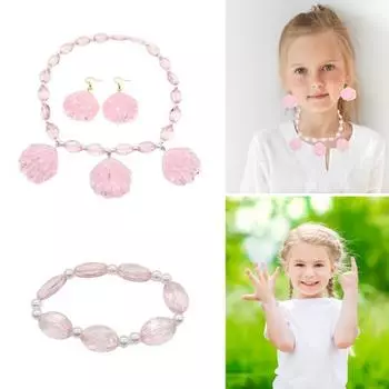 Ожерелье-браслет Серьги из искусственного жемчуга для девочек Ожерелье принцессы-русалки Серьги-крючки из искусственного кристалла B