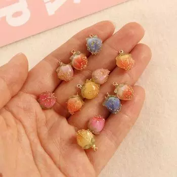 Ожерелье-брелок из смолы с клубникой, изготовление ювелирных изделий своими руками, аксессуары для ювелирных изделий, серьги своими руками B