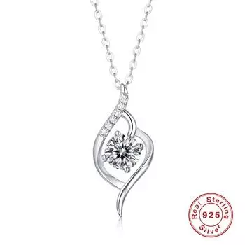 Ожерелье CANNER с геометрическим дизайном, 1 карат, муассанит, 100% стерлинговое серебро, обручальное ожерелье, женская подвеска, сувенир для свадебной вечеринки 1 CT серебряный