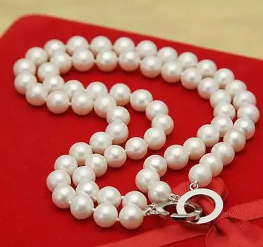 Ожерелье Cassic из белого жемчуга Южного моря диаметром 9–10 мм, 2 ряда, 18 дюймов