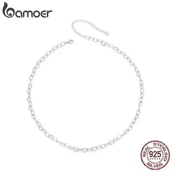 Ожерелье-цепочка BAMOER из стерлингового серебра 925 пробы с сердечком для женщин, мужчин и девочек BSA005 BSA005