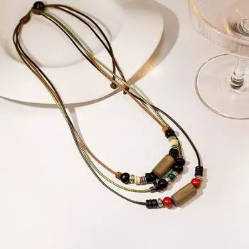 Ожерелье-цепочка, индивидуальное многослойное ожерелье, богемный ретро-свитер в этническом стиле, плетеное ожерелье, ювелирные изделия