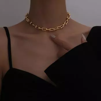 Ожерелье-цепочка из нержавеющей стали 316L U-образной формы для женщин, массивное ожерелье с геометрическим рисунком, вечерние украшения, новинка золотой