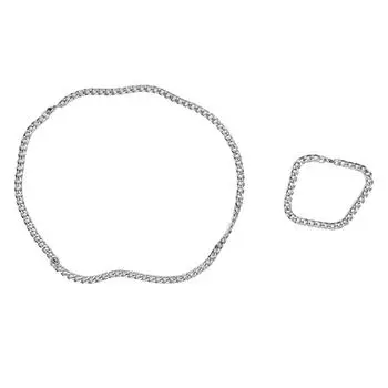 Ожерелье-цепочка из нержавеющей стали, длинная, браслет, хип-хоп, для крутых женщин и мужчин на шею, модные ювелирные изделия, подарок, аксессуары, серебристый цвет, чокер 55cm серебряный