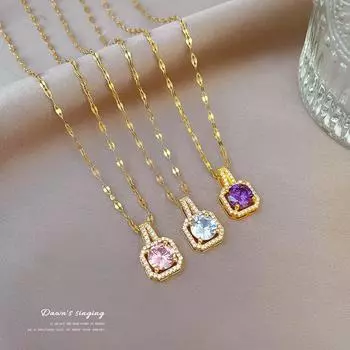 Ожерелье-цепочка из нержавеющей стали с геометрическим прозрачным цирконом из нержавеющей стали 316L, роскошные женские ювелирные изделия для вечеринок