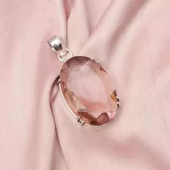 Ожерелье-цепочка из серебра 925 пробы с морганитом и драгоценным камнем из серебра 925 пробы